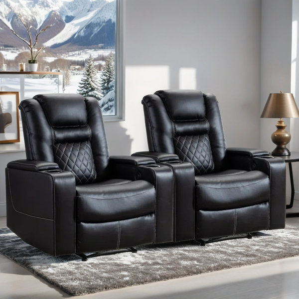 Red Barrel Studio® 36" Wide Leather Recliners Man Cave Home Theater